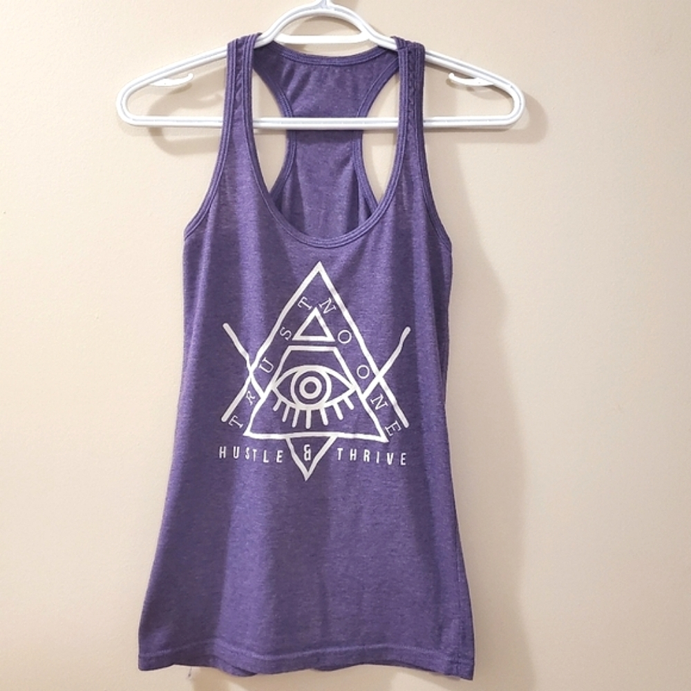 "Trust no one" Hustle and Thrive purple racerback tank